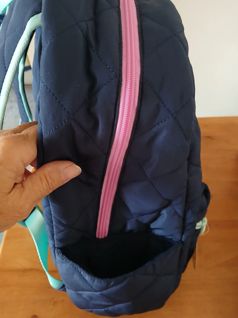 Kids Navy Quilted Backpack with Colorful LOVE Patch
